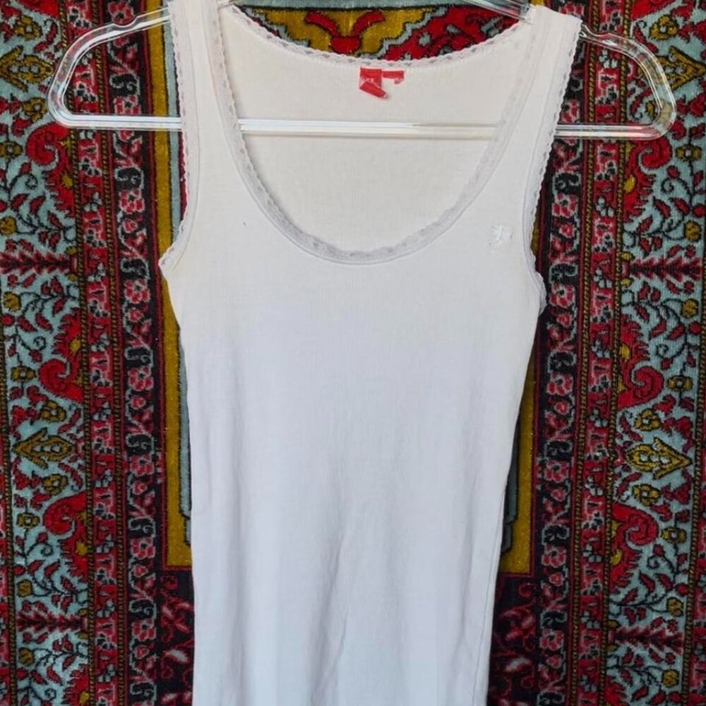 white lace trim angel tank top